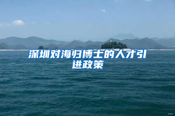 深圳对海归博士的人才引进政策