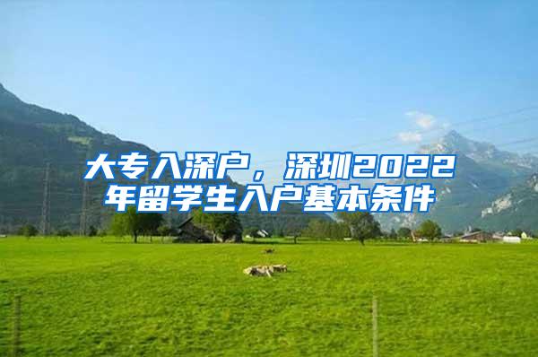 大专入深户，深圳2022年留学生入户基本条件