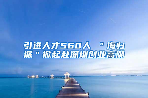 引进人才560人 ＂海归派＂掀起赴深圳创业高潮