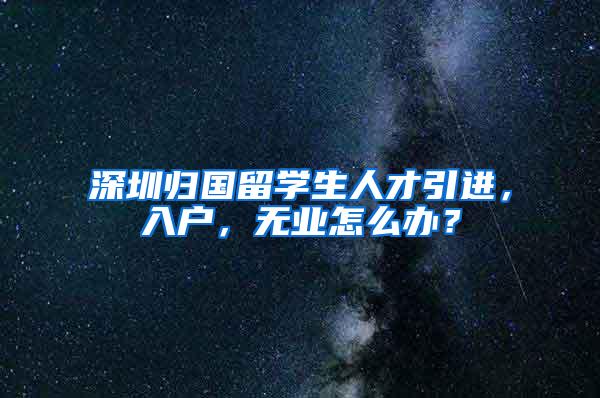 深圳归国留学生人才引进，入户，无业怎么办？