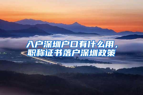 入户深圳户口有什么用，职称证书落户深圳政策