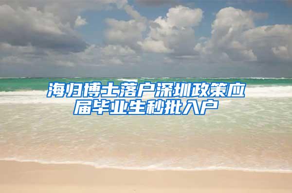 海归博士落户深圳政策应届毕业生秒批入户