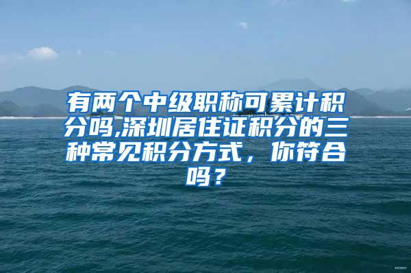 有两个中级职称可累计积分吗,深圳居住证积分的三种常见积分方式，你符合吗？