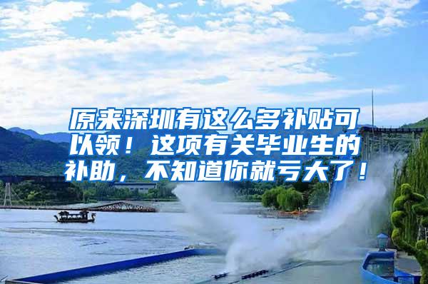 原来深圳有这么多补贴可以领！这项有关毕业生的补助，不知道你就亏大了！