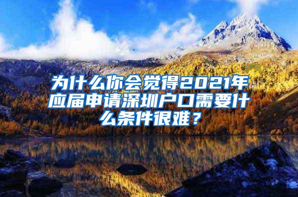 为什么你会觉得2021年应届申请深圳户口需要什么条件很难？