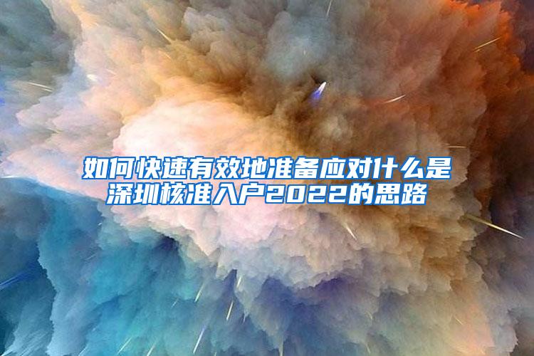 如何快速有效地准备应对什么是深圳核准入户2022的思路