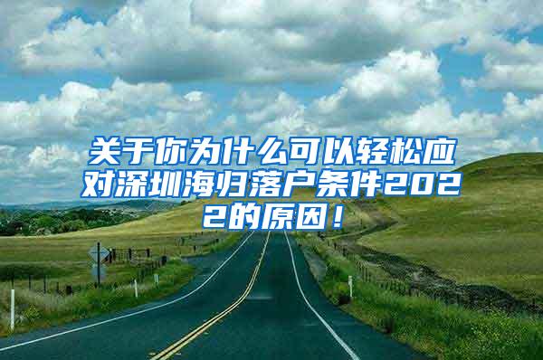 关于你为什么可以轻松应对深圳海归落户条件2022的原因！