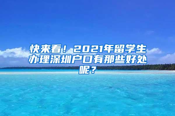 快来看！2021年留学生办理深圳户口有那些好处呢？