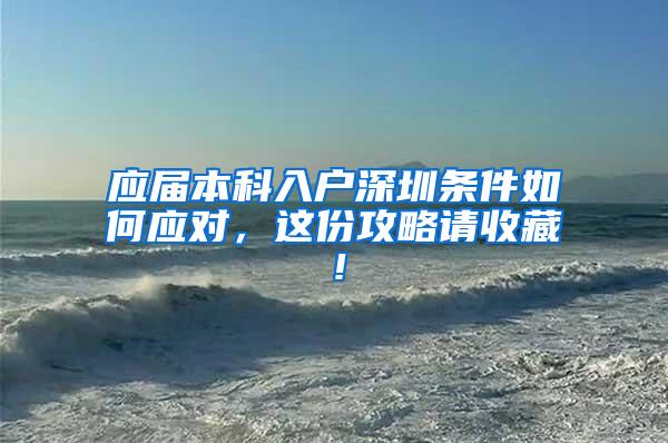 应届本科入户深圳条件如何应对，这份攻略请收藏！