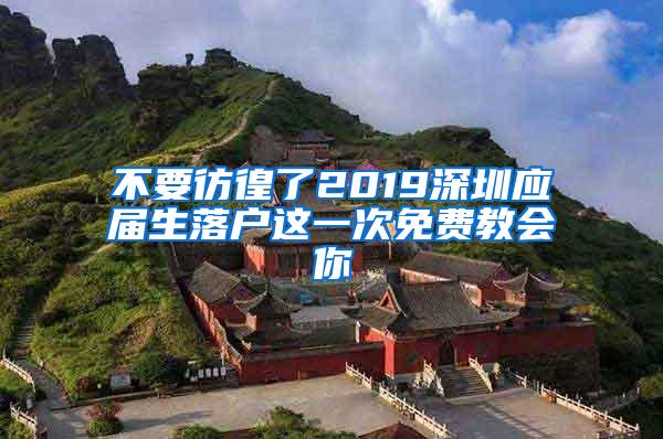 不要彷徨了2019深圳应届生落户这一次免费教会你