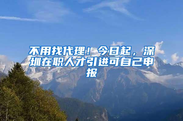 不用找代理！今日起，深圳在职人才引进可自己申报