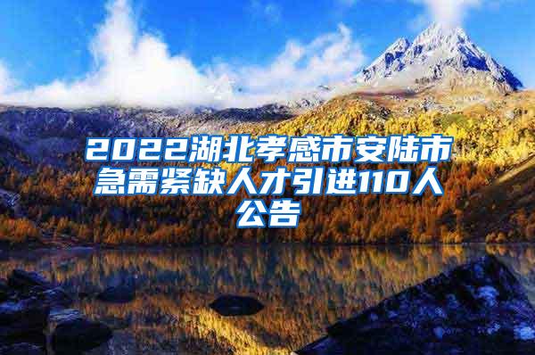 2022湖北孝感市安陆市急需紧缺人才引进110人公告