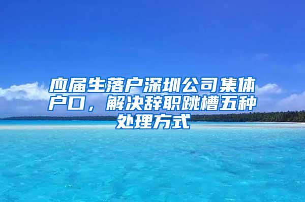 应届生落户深圳公司集体户口，解决辞职跳槽五种处理方式