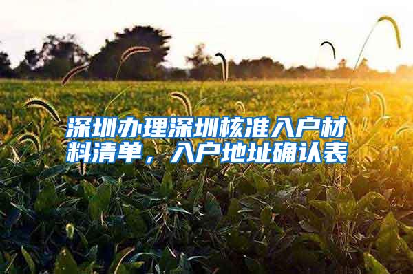 深圳办理深圳核准入户材料清单，入户地址确认表