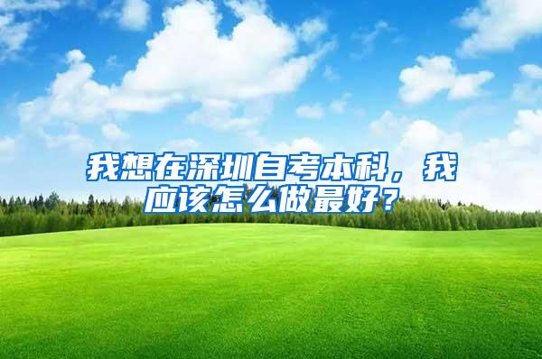 我想在深圳自考本科，我应该怎么做最好？