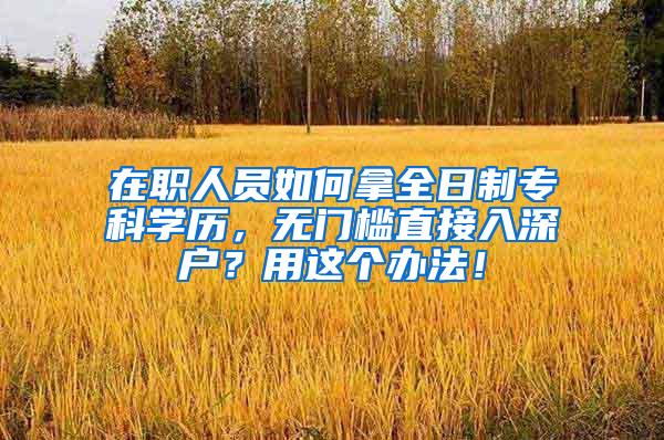 在职人员如何拿全日制专科学历，无门槛直接入深户？用这个办法！