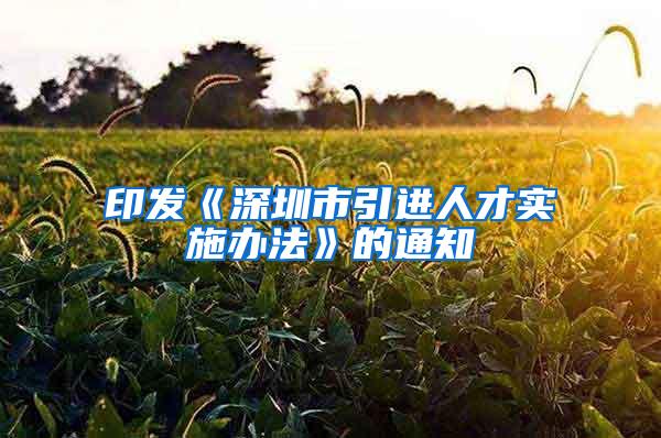 印发《深圳市引进人才实施办法》的通知