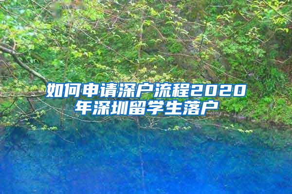 如何申请深户流程2020年深圳留学生落户