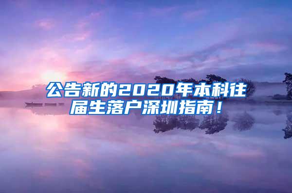 公告新的2020年本科往届生落户深圳指南！