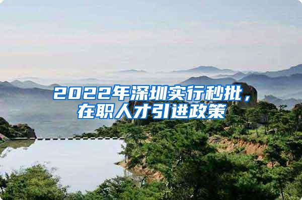 2022年深圳实行秒批，在职人才引进政策