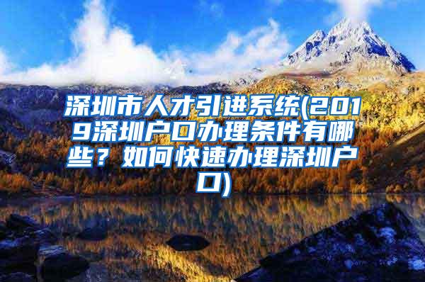 深圳市人才引进系统(2019深圳户口办理条件有哪些？如何快速办理深圳户口)