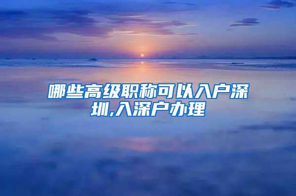 哪些高级职称可以入户深圳,入深户办理