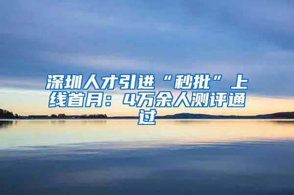 深圳人才引进“秒批”上线首月：4万余人测评通过