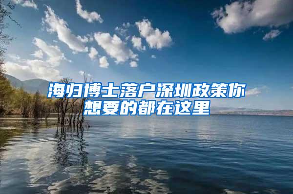 海归博士落户深圳政策你想要的都在这里