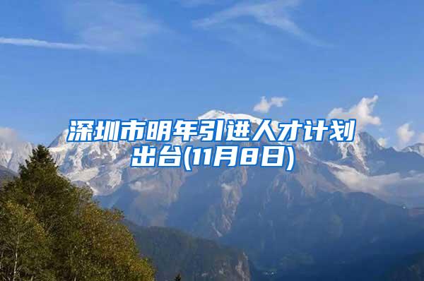 深圳市明年引进人才计划出台(11月8日)