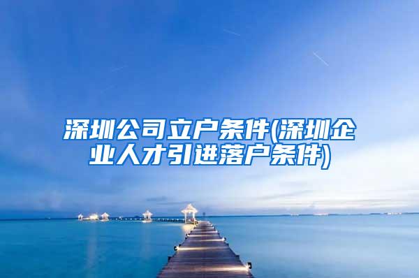 深圳公司立户条件(深圳企业人才引进落户条件)