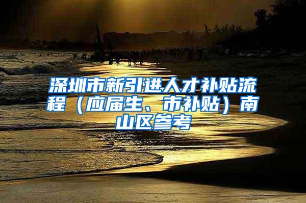 深圳市新引进人才补贴流程（应届生、市补贴）南山区参考