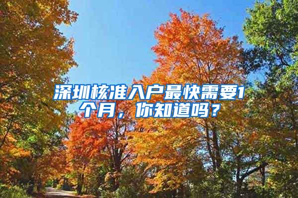 深圳核准入户最快需要1个月，你知道吗？