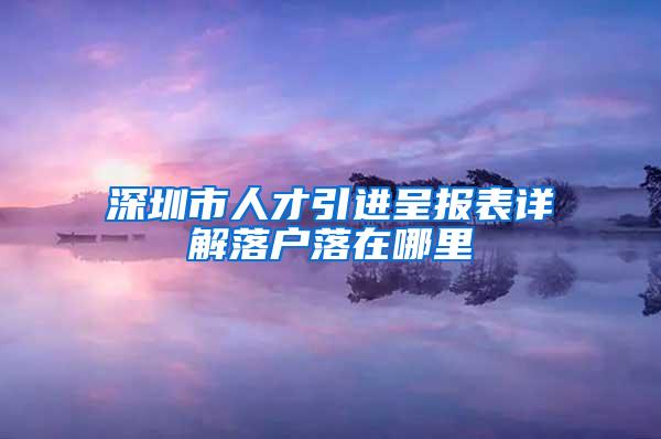 深圳市人才引进呈报表详解落户落在哪里