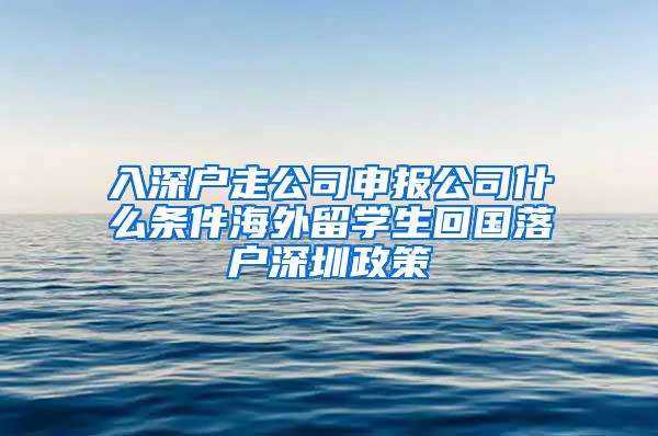 入深户走公司申报公司什么条件海外留学生回国落户深圳政策