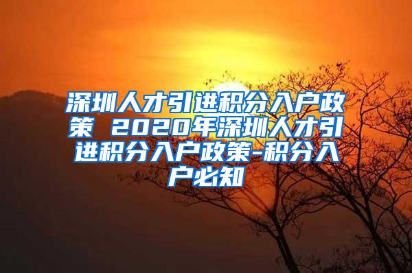 深圳人才引进积分入户政策 2020年深圳人才引进积分入户政策-积分入户必知