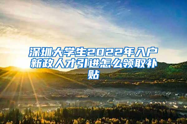 深圳大学生2022年入户新政人才引进怎么领取补贴