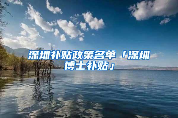 深圳补贴政策名单「深圳博士补贴」