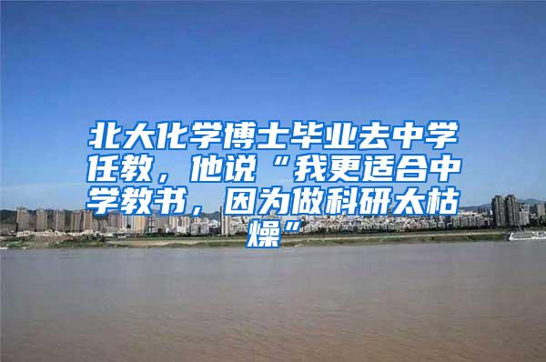 北大化学博士毕业去中学任教，他说“我更适合中学教书，因为做科研太枯燥”