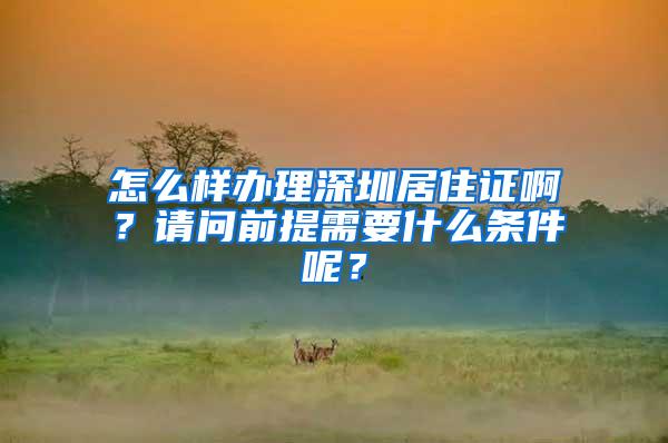 怎么样办理深圳居住证啊？请问前提需要什么条件呢？