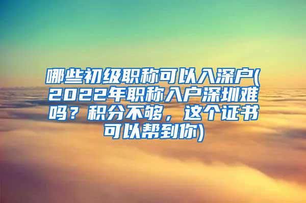 哪些初级职称可以入深户(2022年职称入户深圳难吗？积分不够，这个证书可以帮到你)