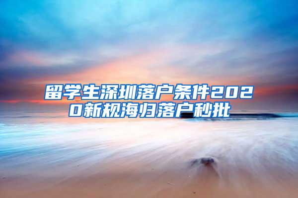 留学生深圳落户条件2020新规海归落户秒批