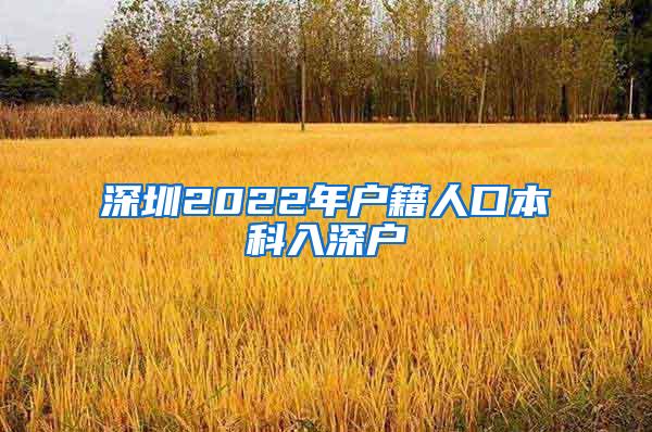 深圳2022年户籍人口本科入深户