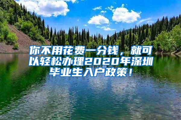 你不用花费一分钱，就可以轻松办理2020年深圳毕业生入户政策！