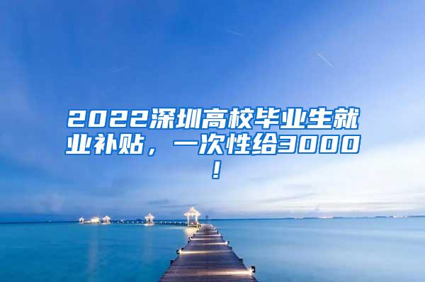 2022深圳高校毕业生就业补贴，一次性给3000！