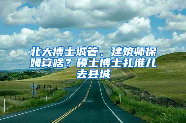 北大博士城管、建筑师保姆算啥？硕士博士扎堆儿去县城