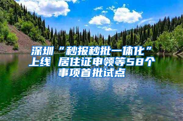 深圳“秒报秒批一体化”上线 居住证申领等58个事项首批试点