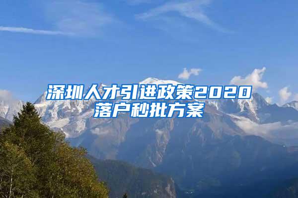 深圳人才引进政策2020落户秒批方案