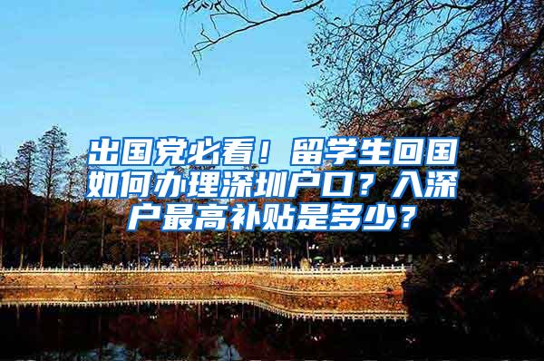 出国党必看！留学生回国如何办理深圳户口？入深户最高补贴是多少？