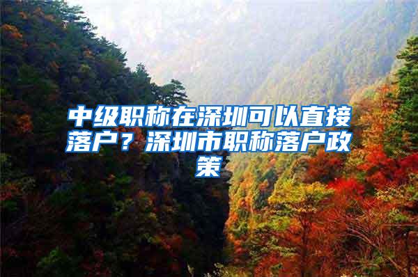 中级职称在深圳可以直接落户？深圳市职称落户政策