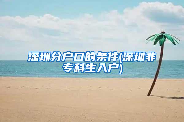 深圳分户口的条件(深圳非专科生入户)